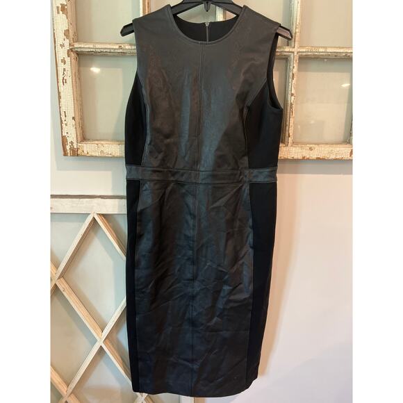Spanx size large mixed media sheath dress faux leather - Picture 2 of 5